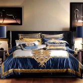 Skyler Opulent Embroidered Satin Duvet Cover Set | Yedwo